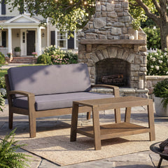 2 Piece Outdoor Conversation Set (Loveseat & Coffee Table With Water-Resistant Cushions)