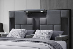 Oscar - King Bed Without Wood Trim - Dark Gray