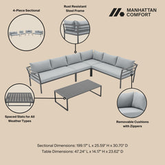 Sunnyside - 5 Piece Outdoor Conversation Set