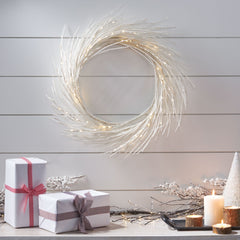 Paper Wreath With LED - White