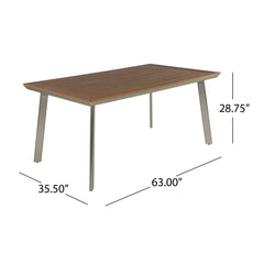 Outdoor Dining Table With Eucalyptus Wood Topped - Silver