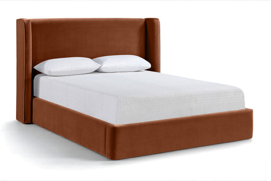 Kendall - Velvet Upholstered Bed - Cognac