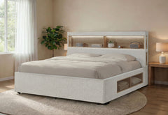 Sadie / Mariah - 5 Piece Queen Bedroom Set (Bed, Dresser & Mirror, Nightstand, Chest) - Beige