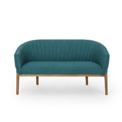 Mid Century Modern Loveseat With Channel Stitched Backrest
