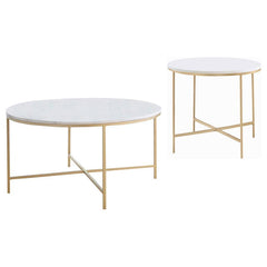 Ellison - Round Marble Coffee And End Table Set