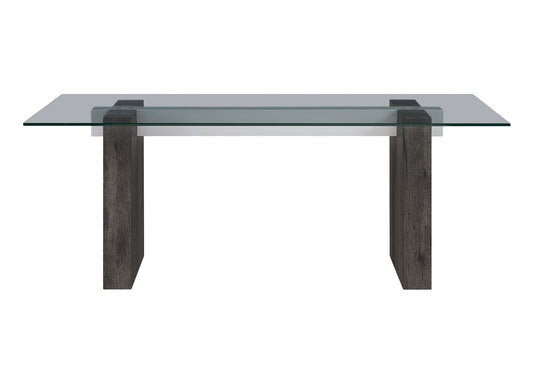 D4238 - 5 Piece Dining Room Set (Dining Table And 4 Dining Chairs) - Clear / Dark Brown / Light Gray