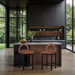 Conrad - Velvet Counter Stool With Black Legs