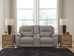 Real Moments - Power Reclining Loveseat With Audio Seating - Ash
