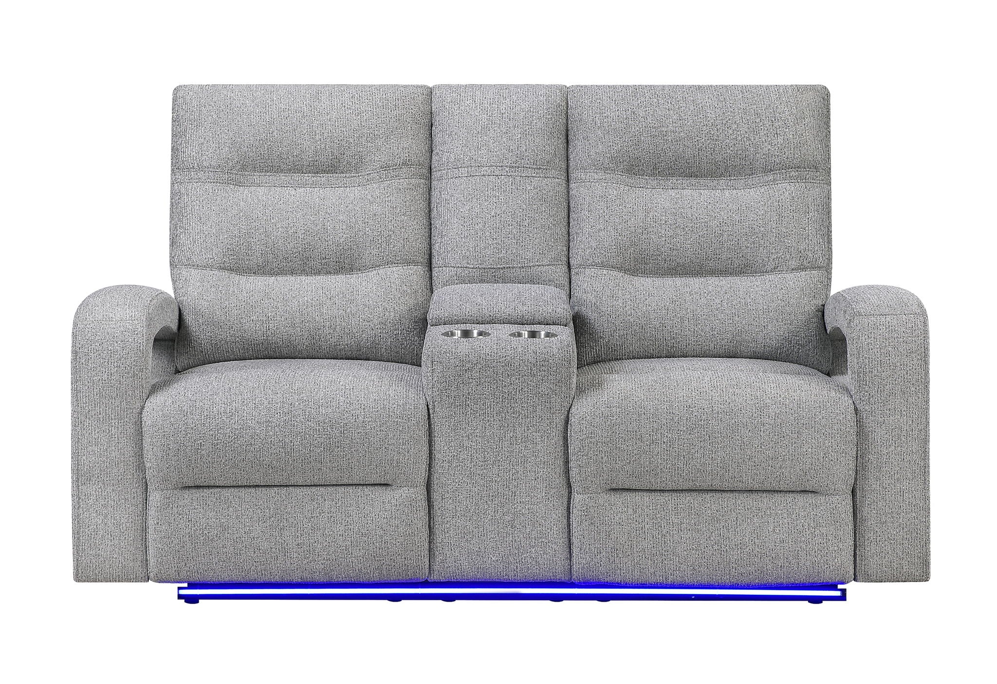 U6611 - 15 Power Reclining Sofa / Power Console Reclining Loveseat - Dark Gray