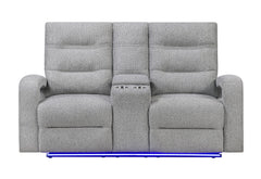 U6611 - Power Console Reclining Loveseat With LED - Dark Gray