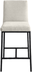 Reeves - Chenille Fabric Upholstered Counter Stool (Set of 2) - Black Base