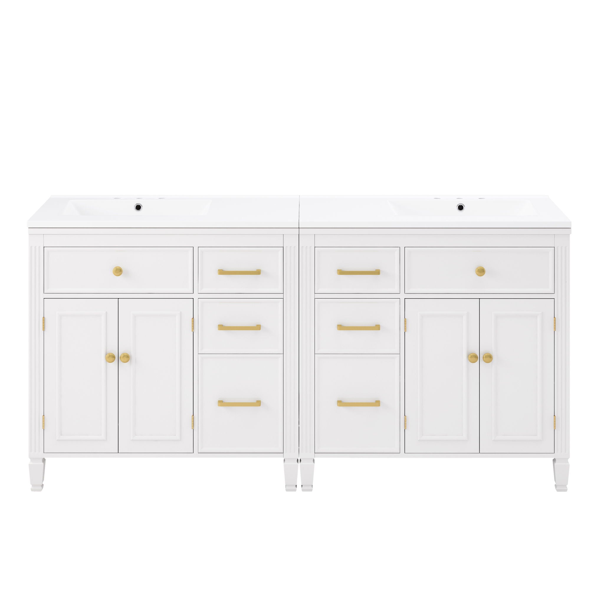 2 Piece Freestanding Bathroom Vanity Set With Sink Top, Reversible Dual Layout