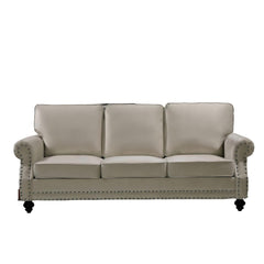 3 Seater Sofa With Nailhead Trim And Turned Legs For Living Room