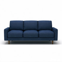 3 Seater Sofa With Loose Back Cushions And Accent Pillows For Living Room - Dark Blue