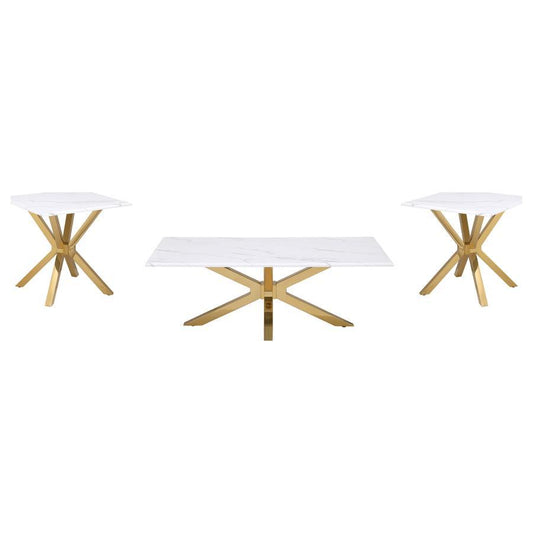 Visalia - Faux Marble Coffee Table Set