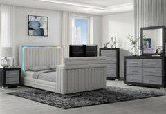 Elias - 5 Piece Queen Bedroom Set TV Footboard - Black / Dark Gray