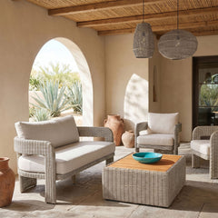 Sandbay - Olefin Water Resistant Fabric And Wicker Outdoor Patio Loveseat