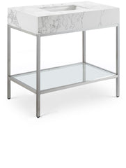 Marmo - Engineered Marble Bathroom Vanity With Chrome Base