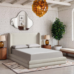 Chandra - Linen Textured Fabric Upholstered Bed