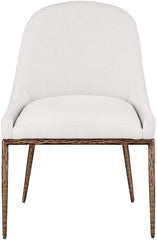 Ferro - Linen Textured Performance Fabric Upholstered Dining Side Chair - Cream / Brushed Bronze