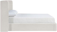 Kendall - Linen Textured Fabric Upholstered Bed - Cream