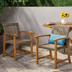 Outdoor Dining Chair Acacia Wood Frame (Set of 2)