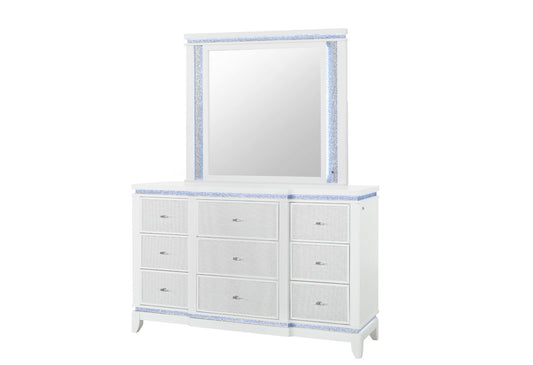 Alina - 5 Piece Queen Bedroom Set With LED, Cooler, Speaker And USB - White