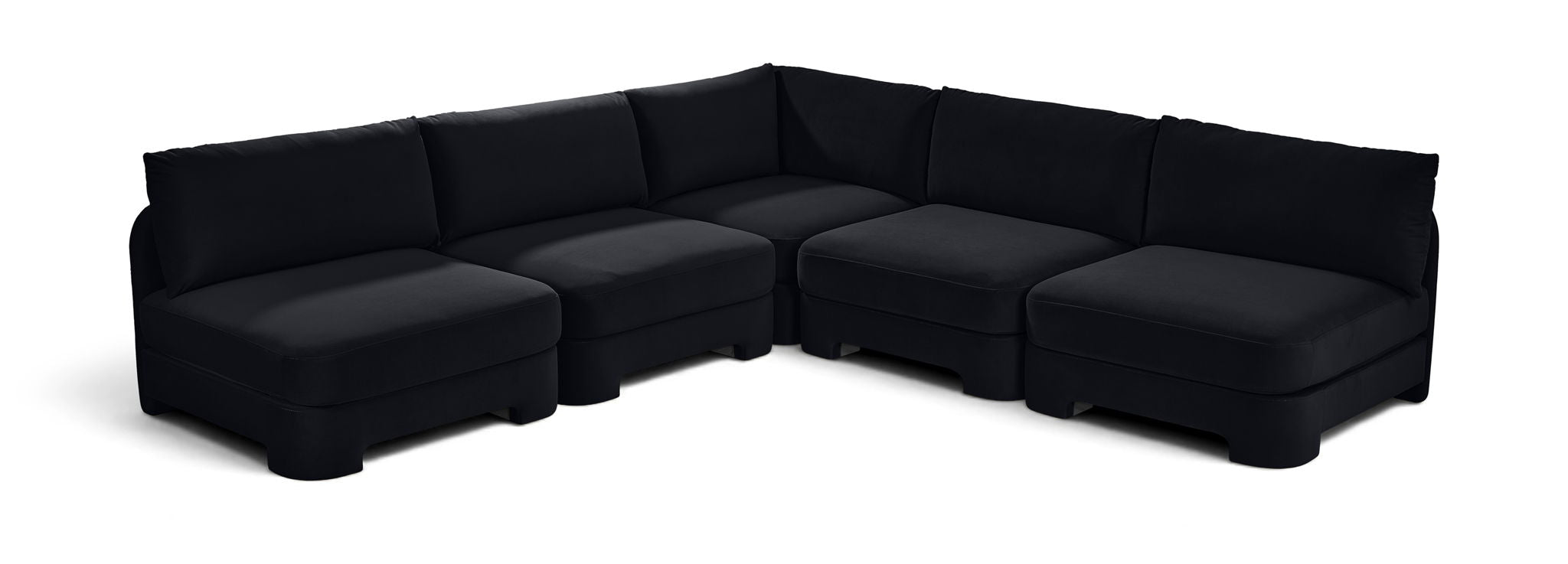 Hammond - Velvet Performance Fabric Upholstered 5 Piece Armless Sectional