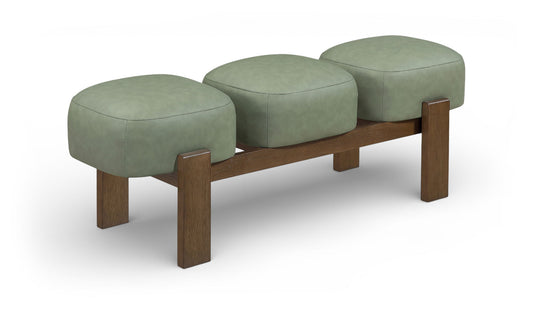 Woodcrest - Vegan Leather Upholstered Bench - Painted Brown Walnut Base