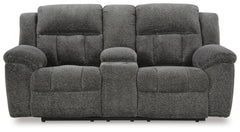 Frohn - DBL Reclining Loveseat With Console - Graphite - Fabric