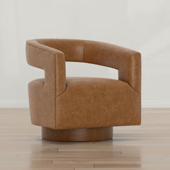 Swivel Accent Chair With Geometric Backrest