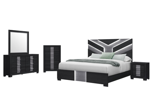 Optimus - 5 Piece King Bedroom Set - Black