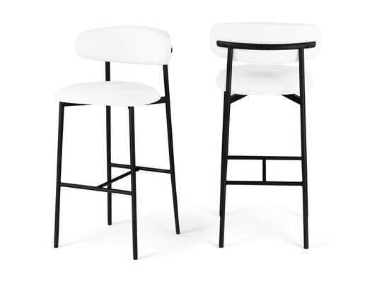 Lupita - Vegan Leather Upholstered Bar Stool With Matte Black Frame (Set of 2)