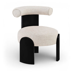 Calder - Linen Textured Fabric Upholstered Accent Chair - Painted Black Base