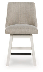 Robbinsdale - Antique White - Upholstered Swivel Curved Back Barstool (Set of 2)