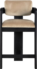 Sacha - Velvet Stool With Black Base