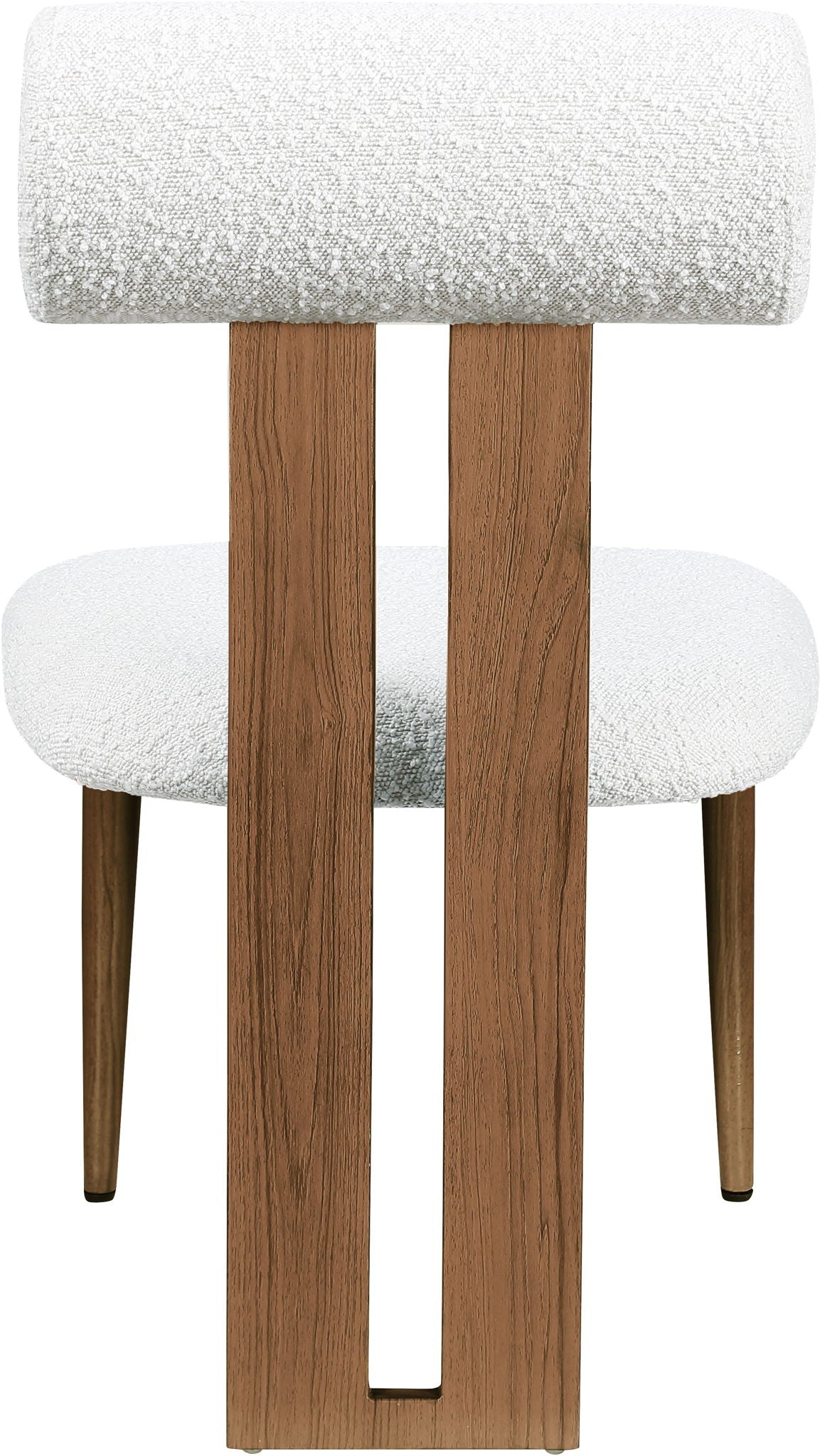 Dario - Boucle Dining Chair With Brown Frame (Set of 2) - Cream