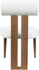 Dario - Boucle Dining Chair With Brown Frame (Set of 2) - Cream