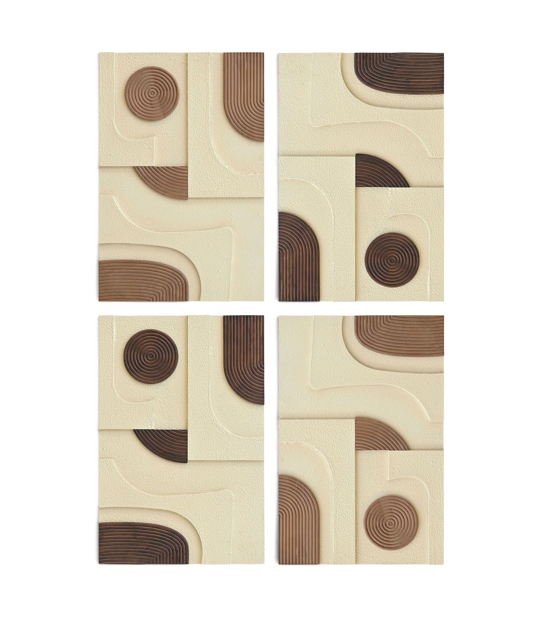 Element - Mango Wood 4 Piece Wall Art - Natural / Brown