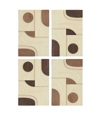 Element - Mango Wood 4 Piece Wall Art - Natural / Brown