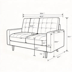 Loveseat Sofa, Tufted Back Upholstered 2 Seat Couch