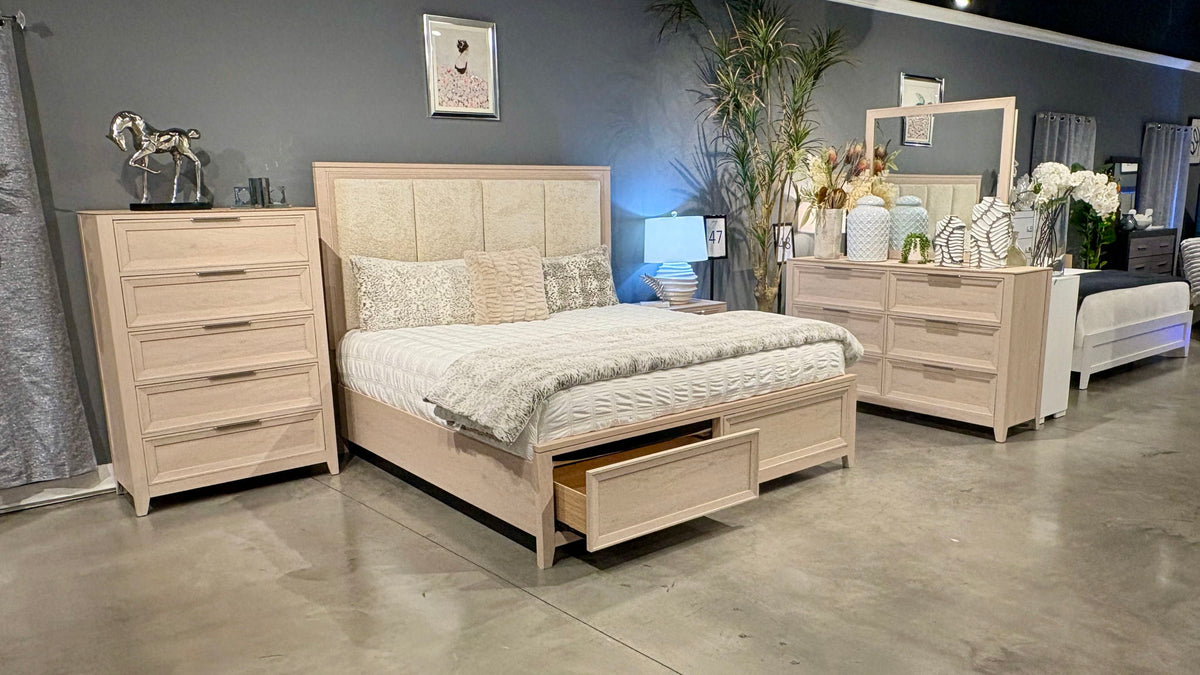 Mariah - 5 Piece Full Bedroom Set (Bed, Dresser & Mirror, Nightstand, Chest) - Dark Brown