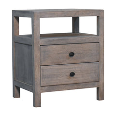 Acid - 2 Drawer Open Bedside Table - Gray Ash
