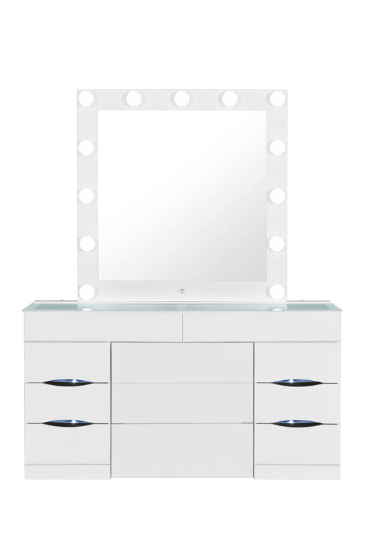Ella - Vanity Set With Storage Stool - White