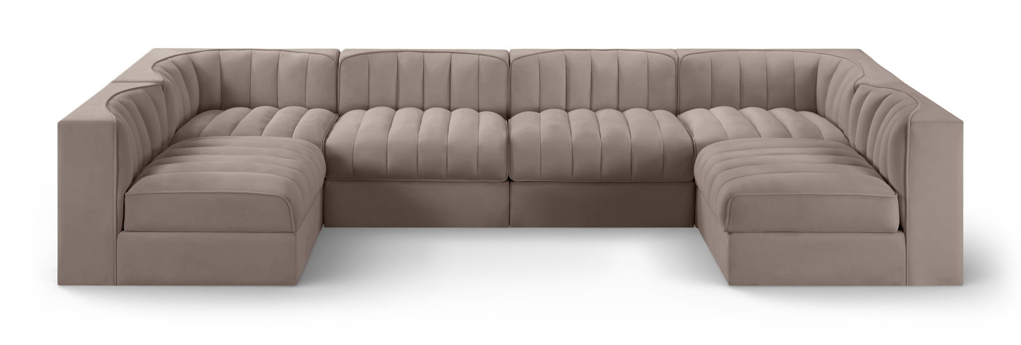 Rummi - Armless Velvet Performance Fabric Upholstered 6 Piece Modular Sectional