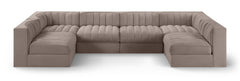 Rummi - Armless Velvet Performance Fabric Upholstered 6 Piece Modular Sectional