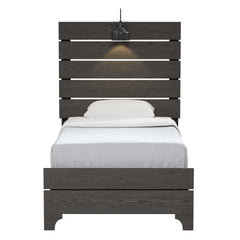 Twin Bed With Integrated Lights - Brown