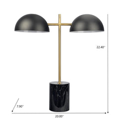 Nova - Hydro Table Lamp With On / Off Switch Double Lamp - Black / Gold / Marble