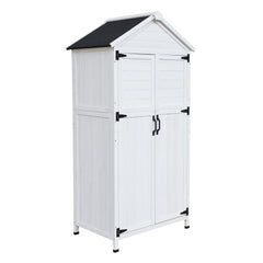 Storage Shed With Double Doors For Outdoor Garden Tool Organization - White