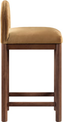 Conrad - Velvet Counter Stool With Brown Legs